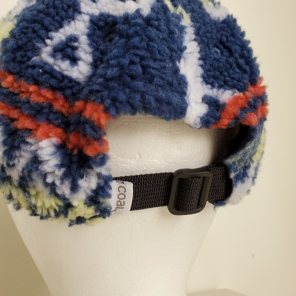COAL Fuzzy Fleece Patchwork Tribal Print Ball Cap Hat OSFM - Picture 7 of 11